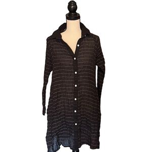 Chic Black Button-Up Long Sleeve Dress